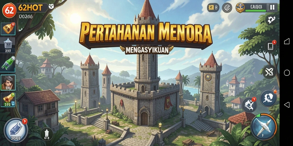 Tampilan seru pertahanan menara dalam 62HOT.