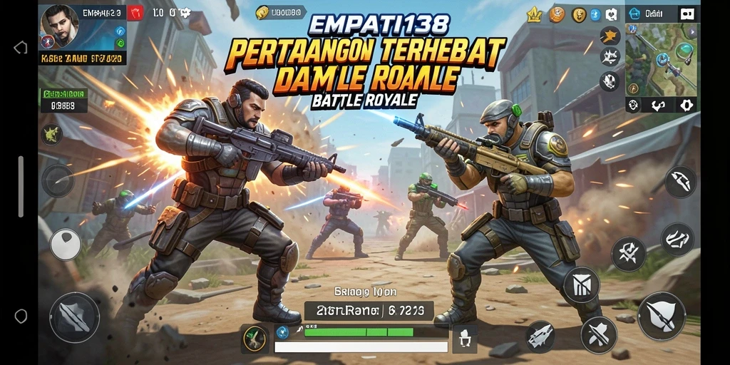 Tampilan gameplay mendebarkan di EMPATI138 dengan aksi Battle Royale yang intens.