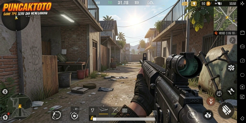 Screenshot PUNCAKTOTO menampilkan aksi seru dalam gameplay TPS.