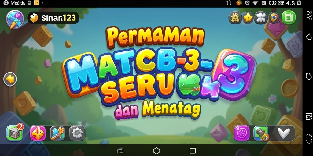 Tampilan gameplay SINAR123 dengan aksi Match-3 yang penuh warna.
