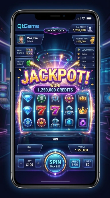 Tampilan antarmuka utama qtgame dengan navigasi yang mudah.